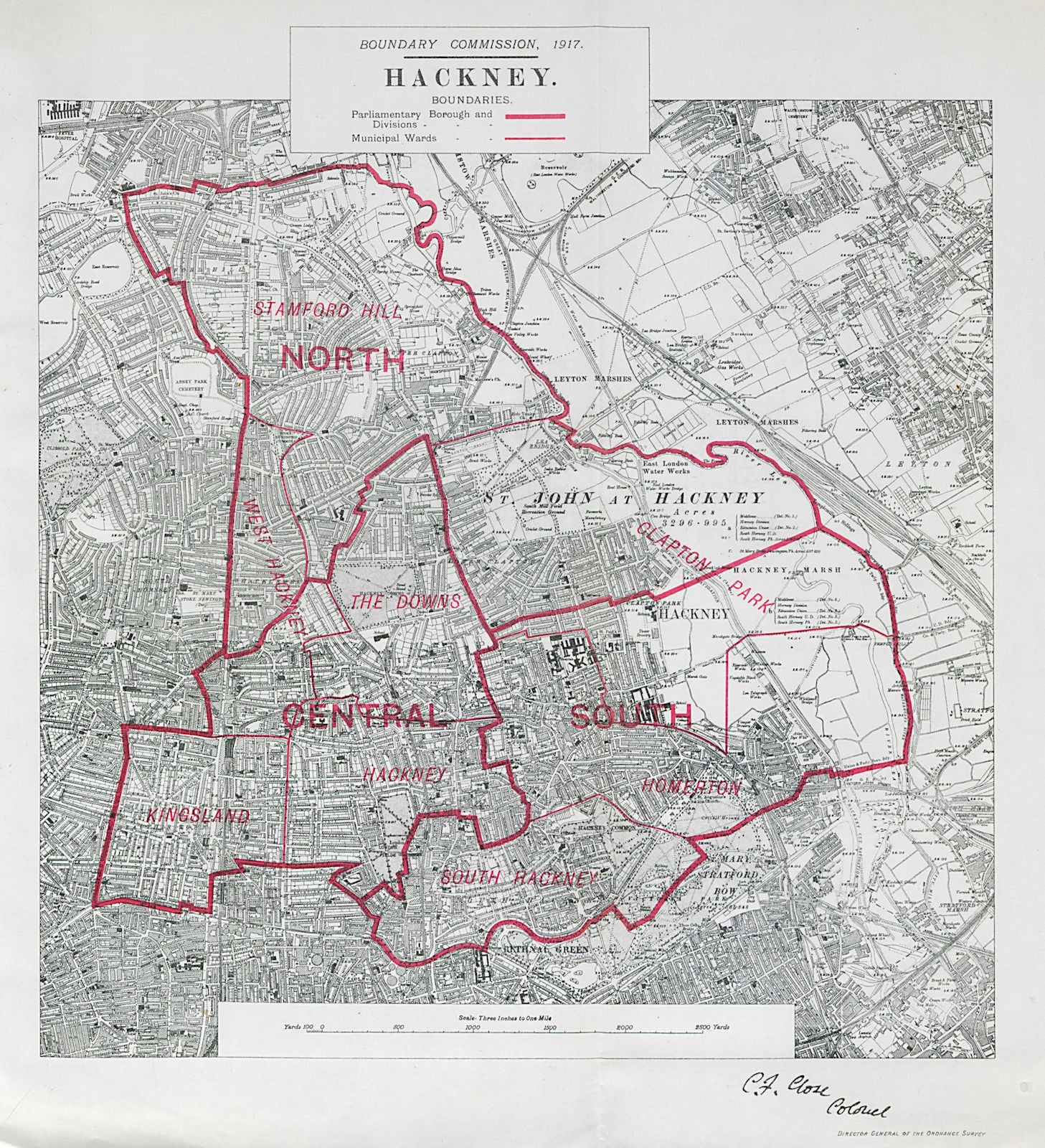 Hackney Parliamentary Borough. Kingsland London. BOUNDARY COMMISSION 1917 map